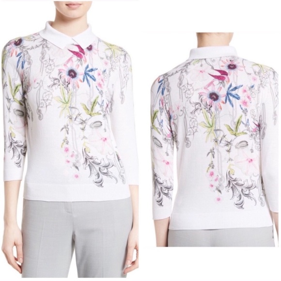 Ted Baker Sweaters - Ted Baker kikka floral collar sweater medium